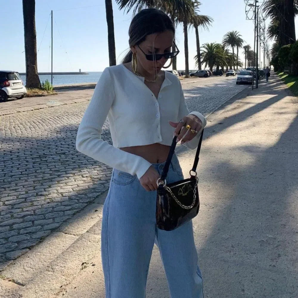 Edna White Knitted Cardigan