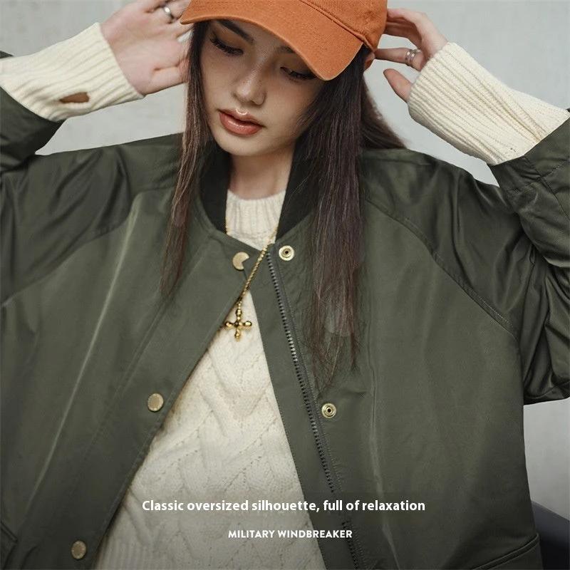 Retro Olive Green Trench Coat Mid-length Loose Women