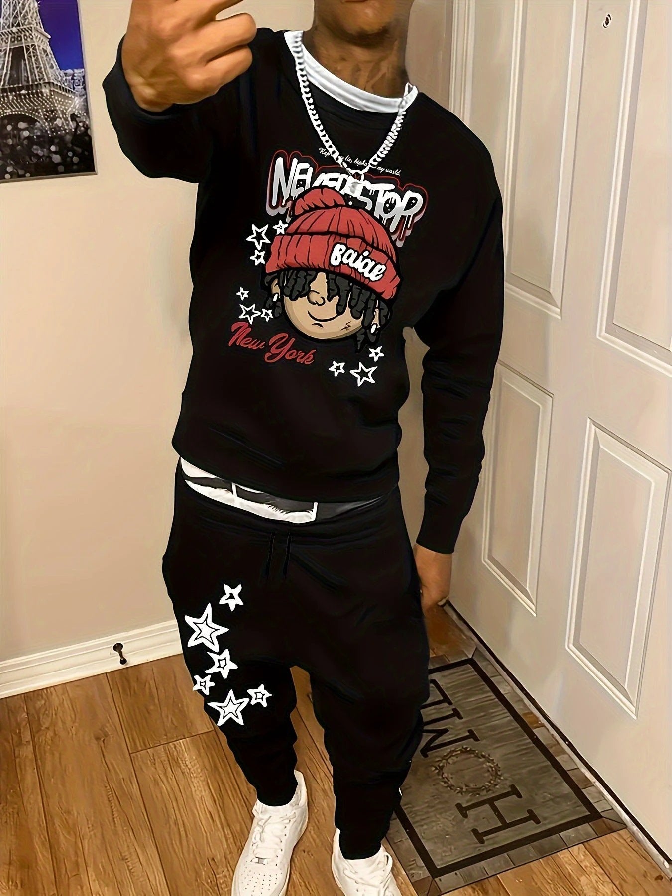 Men's Casual Fashion Round Neck Sweatshirt/Pants Suit