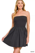Zenana Knit Tube Top Flare Mini Dress