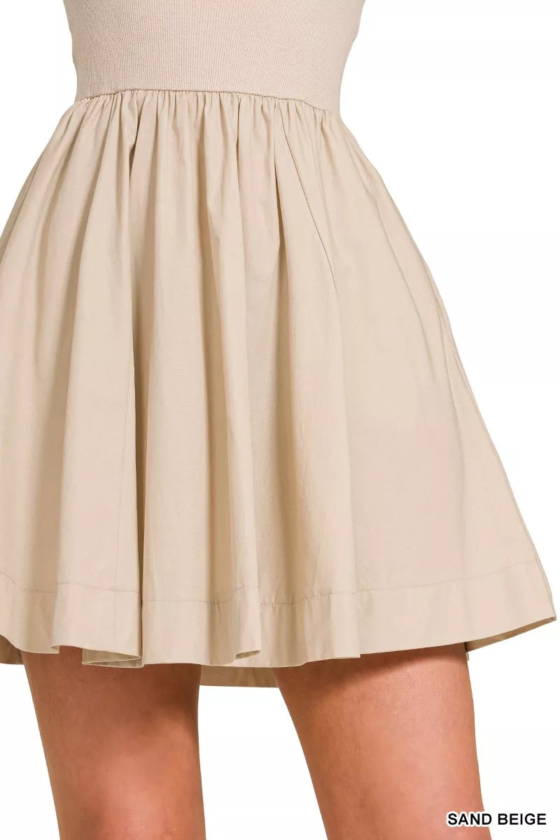 Zenana Knit Tube Top Flare Mini Dress