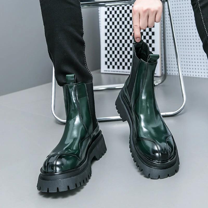 Men's  Glossy Ankle Boots