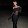 Elise Mesh Off Shoulder Maxi Dress