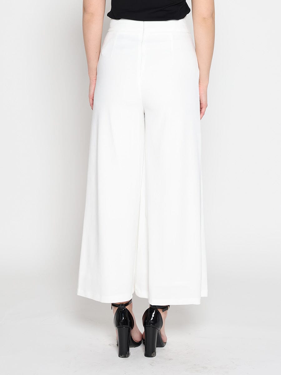 Embellished Pockets High Waist Wide Leg Pants