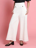 Embellished Pockets High Waist Wide Leg Pants