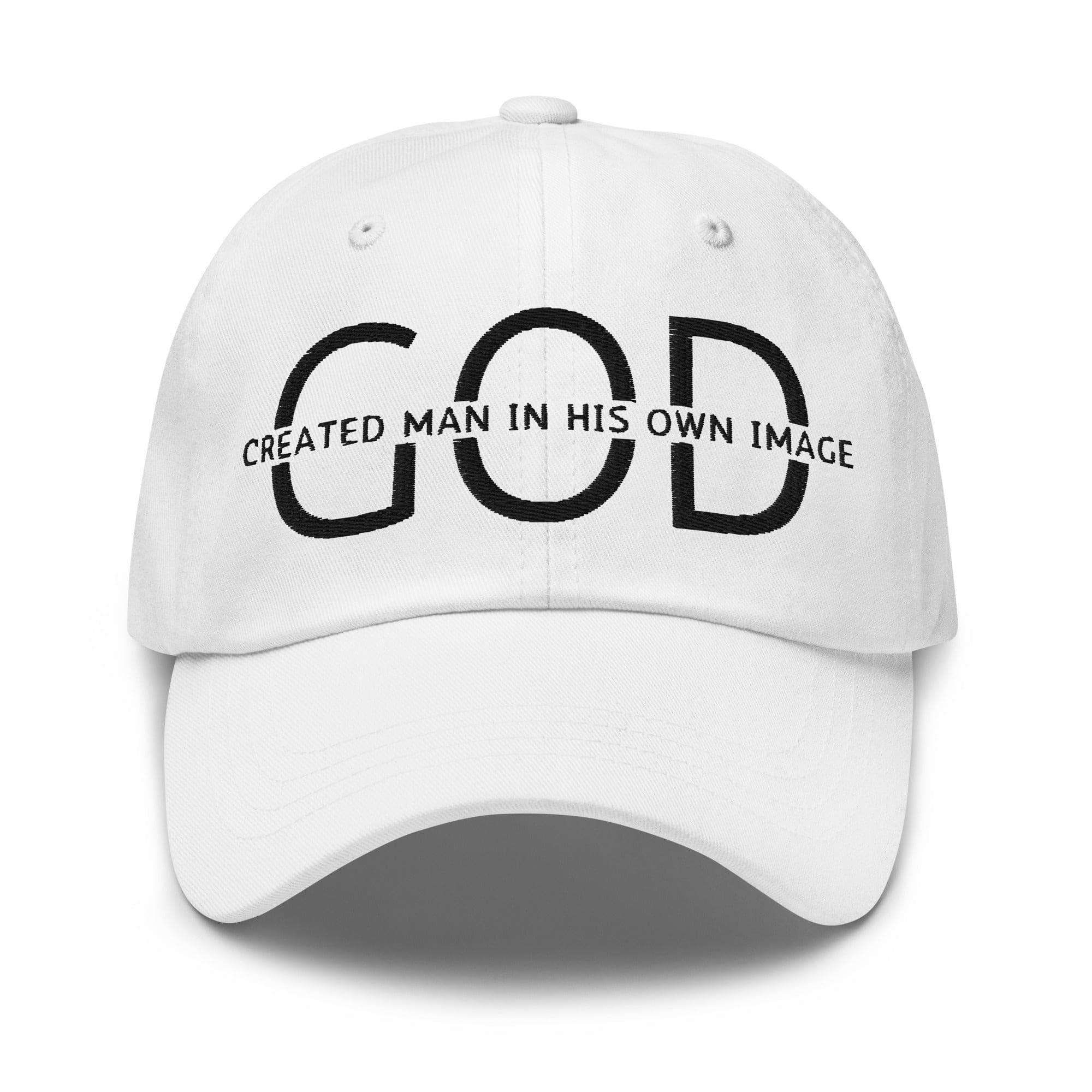 Embroidered Adjustable Baseball Cap - God Created Man in His Own Image - F/b