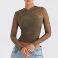 Endless Love Army Green Mesh Long Sleeve Top