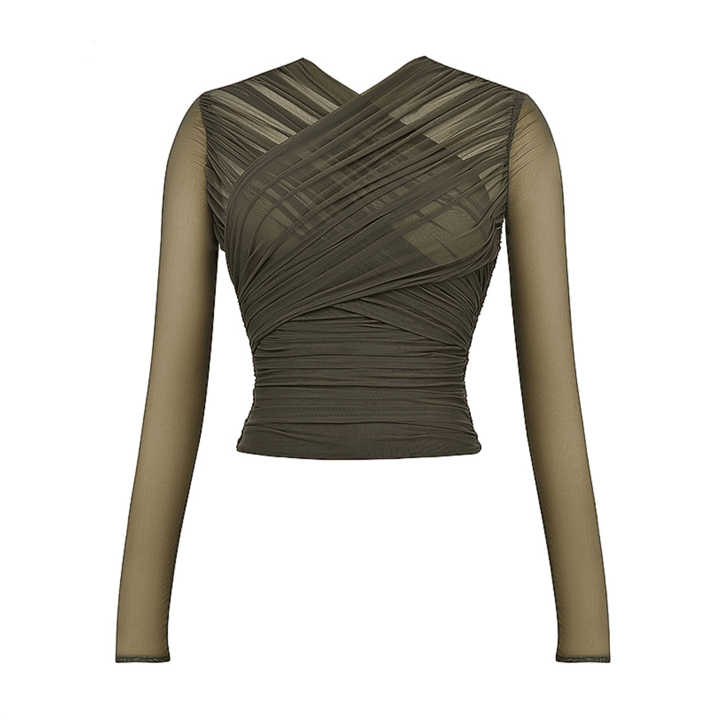 Endless Love Army Green Mesh Long Sleeve Top