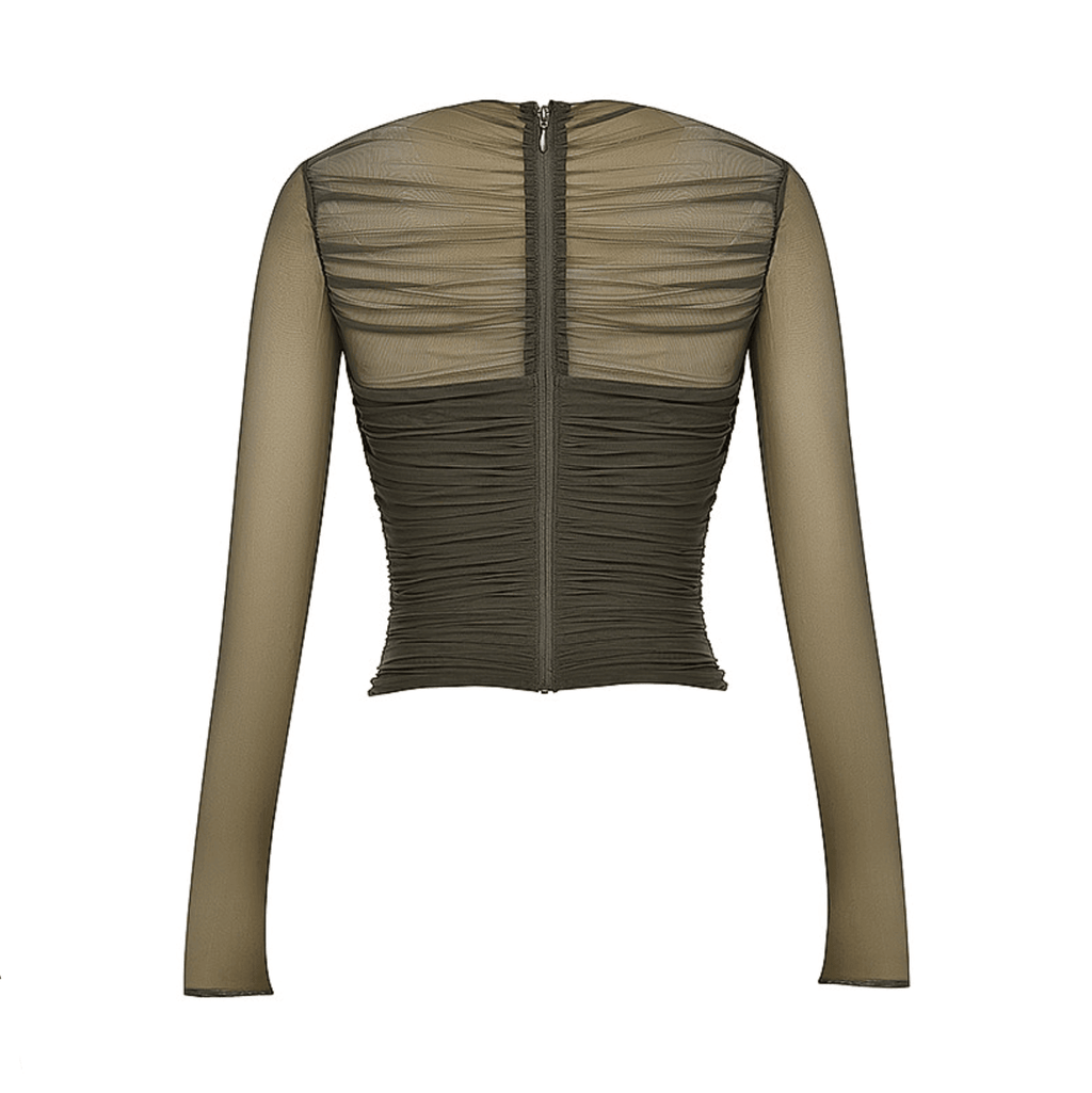 Endless Love Army Green Mesh Long Sleeve Top