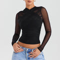 Endless Love Black Mesh Long Sleeve Top