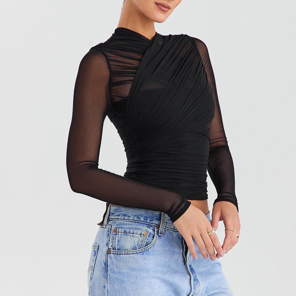 Endless Love Black Mesh Long Sleeve Top