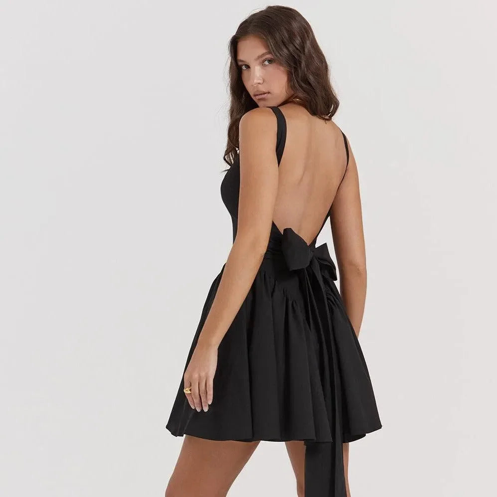 Enjoy The Love Black Bow-Detail Mini Dress