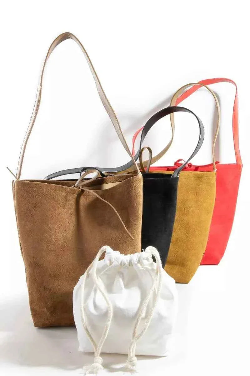 Fame Bucket Pouch Faux Suede Tote Bag Holiday Bag