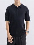 Men's Plus Size Ribbed Knit Short Sleeve Polo