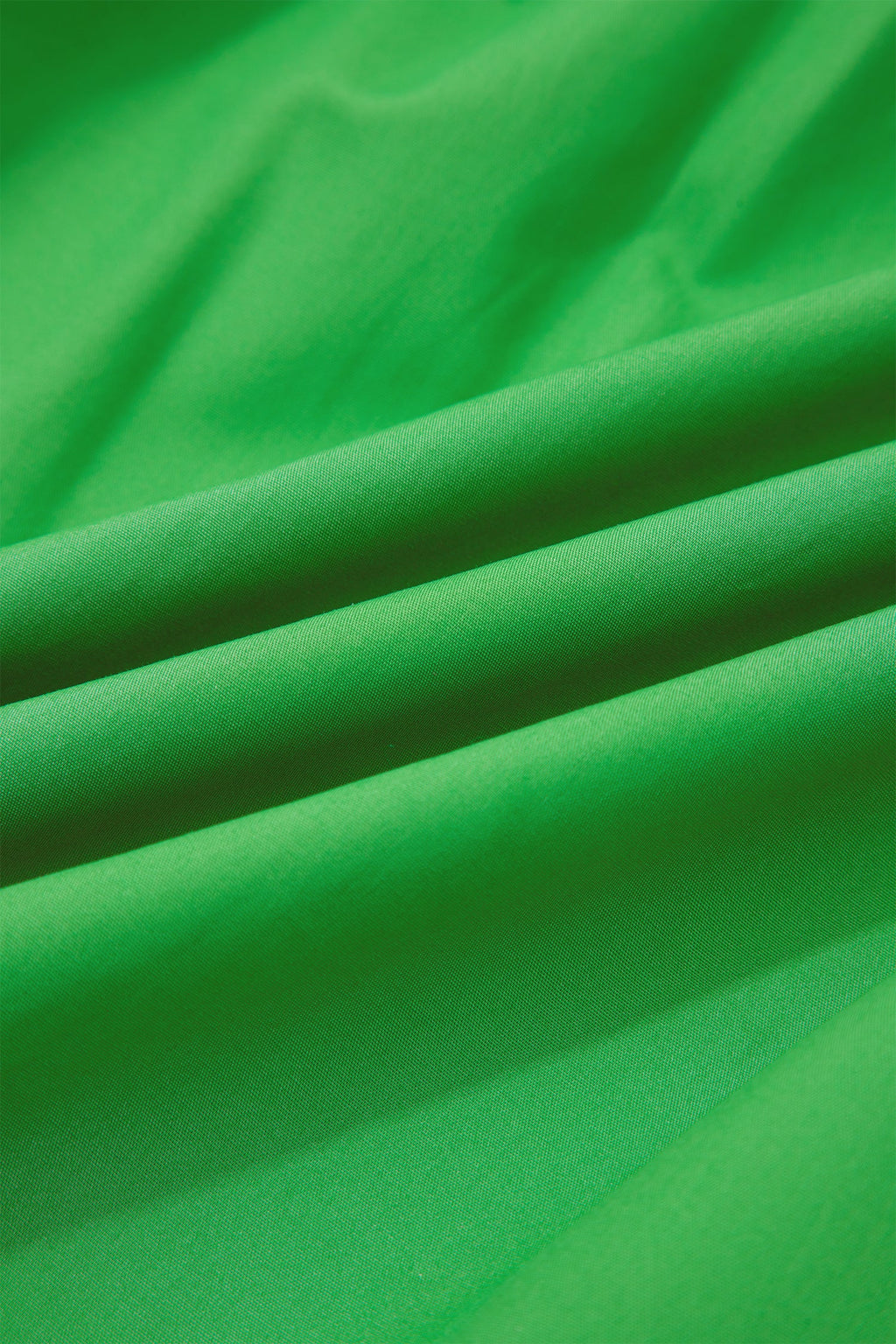 Bright Green Color Block Detail Split Neck Short Puff Sleeve Ruffle Hem Mini Dress