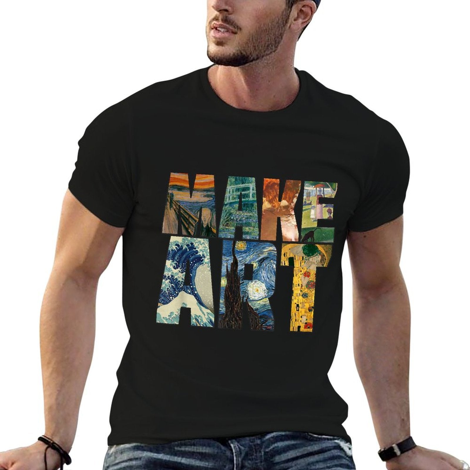 MAKE ART  Funny Artist Artistic Humor Painting Cool T-shirt  Durable T-Shirt