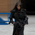Autumn And Winter Women's Clothing New Leather Coat Elegant Long Leather Coat