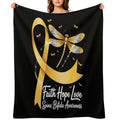 Faith Hope Love Spina Bifida Awareness Dragonfly Throw Blanket