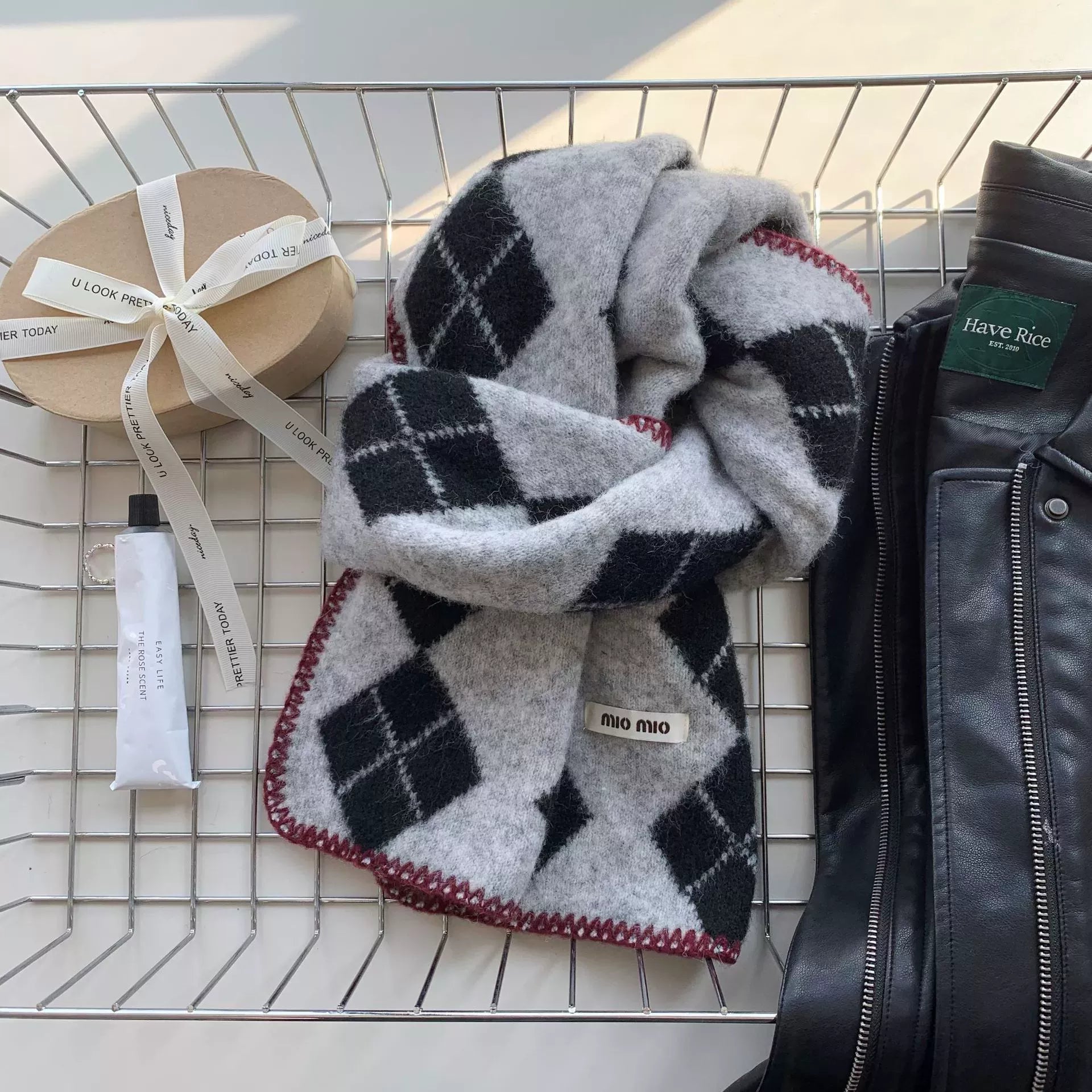 Wool Argyle Scarf - Warm Winter Essential