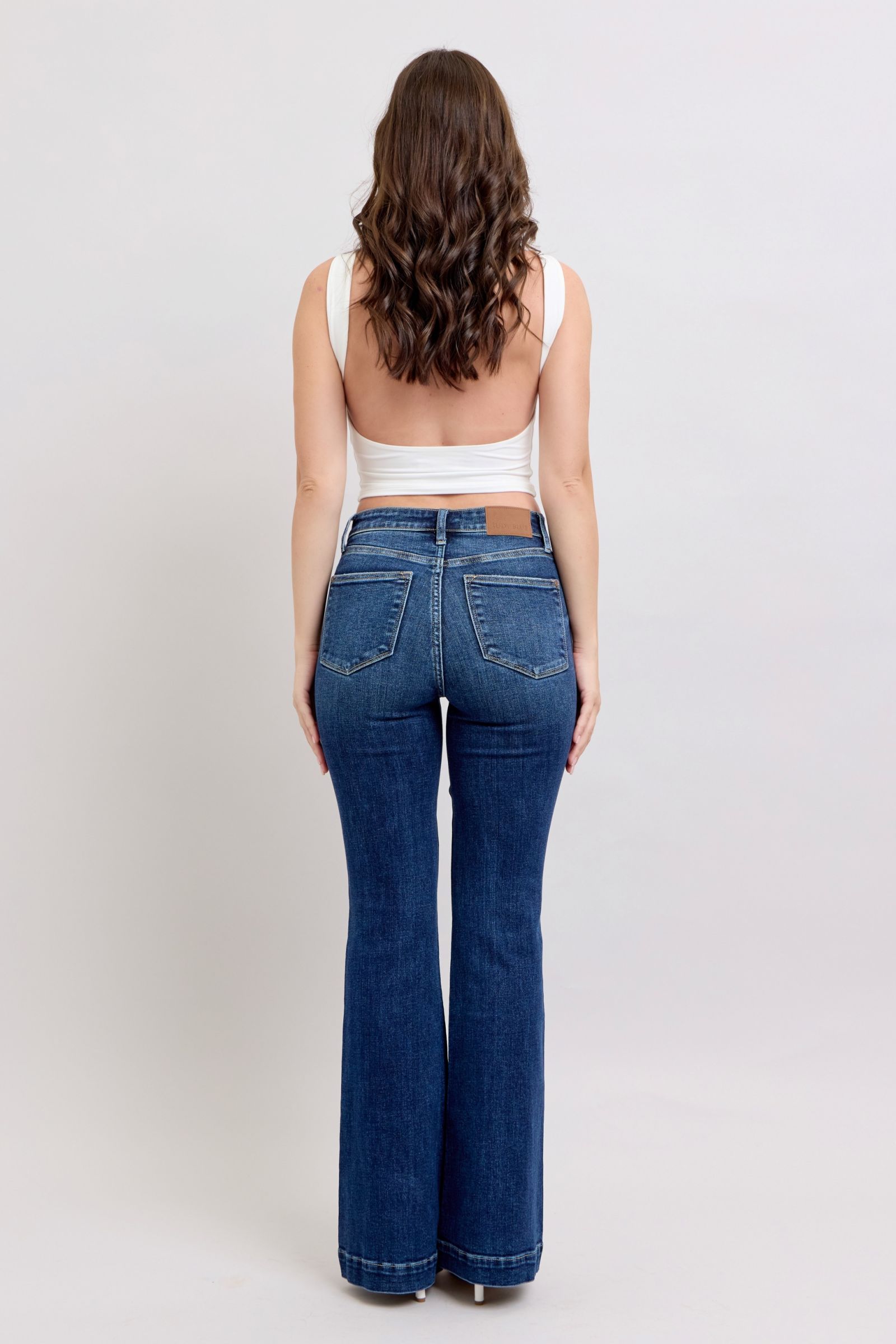 Judy Blue Full Size High Rise Flare Jeans with Pockets Plus Size