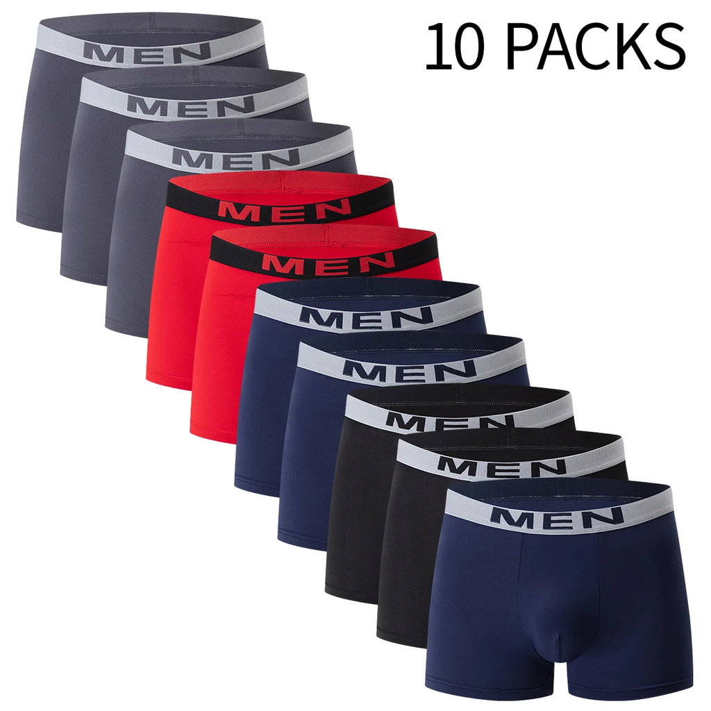 4/10 Piece Set of Men'S Casual and Fashionable Underwear Comfortable Boxer Shorts Youth plus Size Sports Cycling Elastic Shorts