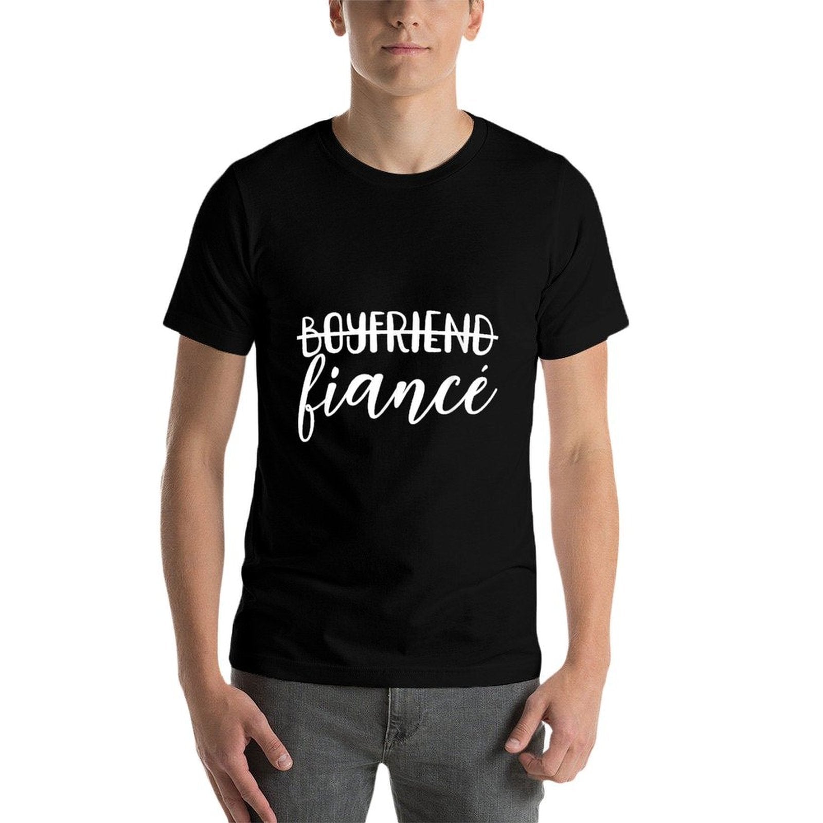 Boyfriend Fiancé, Engagement, Engaged, Couple Matching  Relaxed-fit T-Shirt