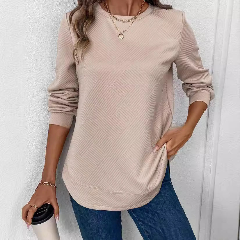 Women's Crew Neck Casual Long Sleeve Shirt See size chart under “more details”