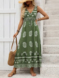 Printed V-Neck Sleeveless Dress for Effortless Style