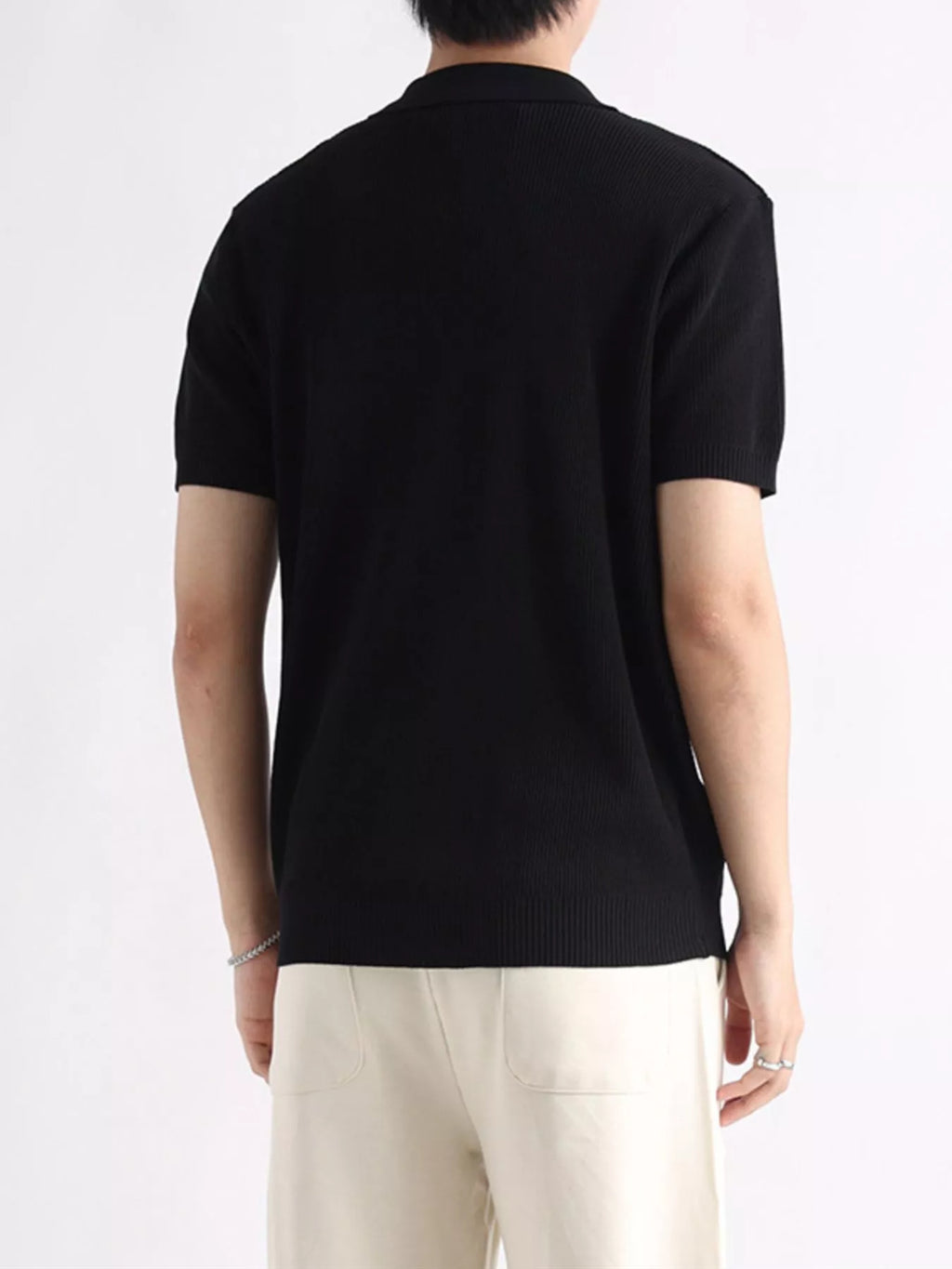 Men's Plus Size Ribbed Knit Slim Fit Polo