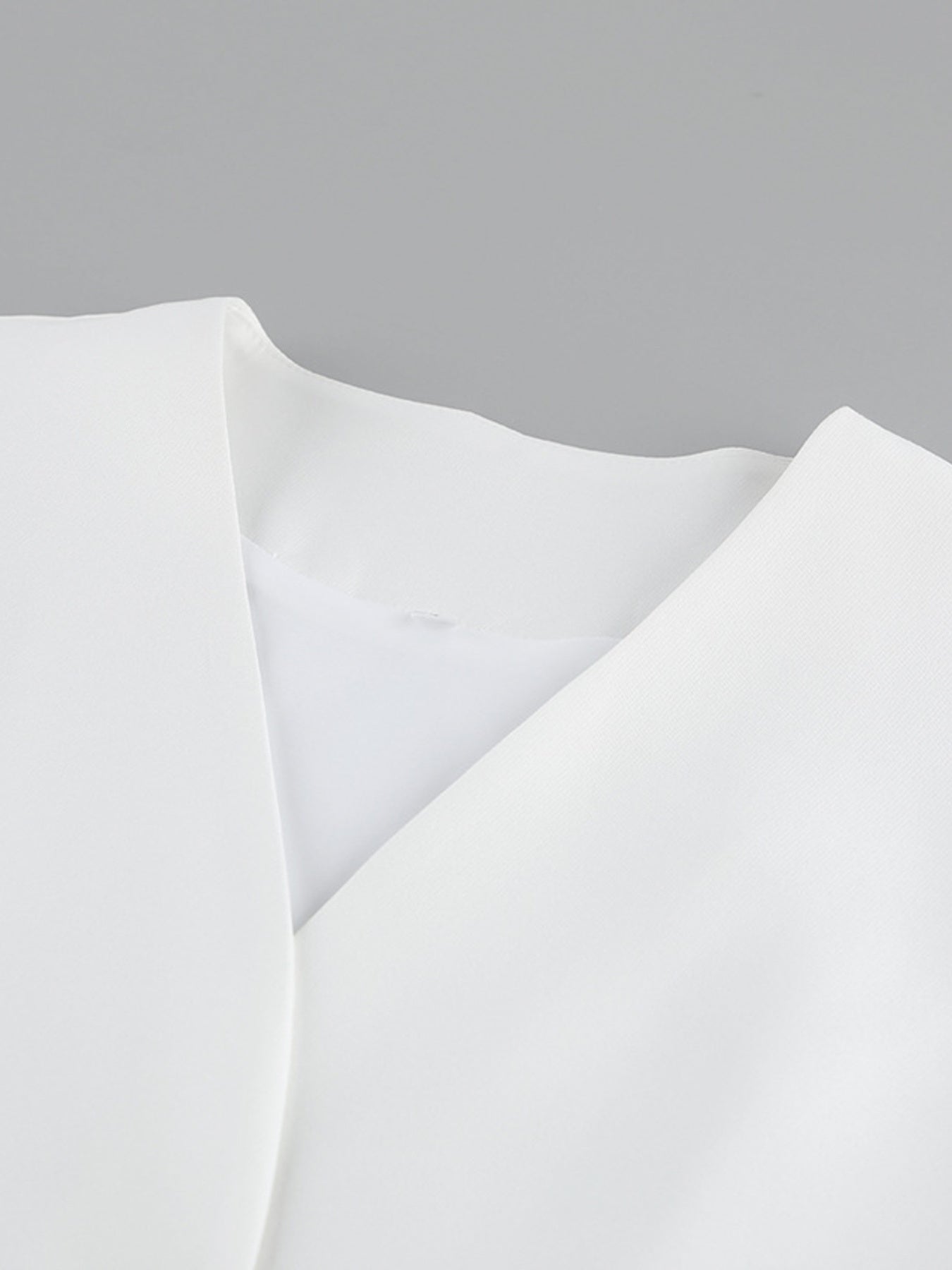 White V-Neck Two-Piece Set | Button Top & A-Line Skirt