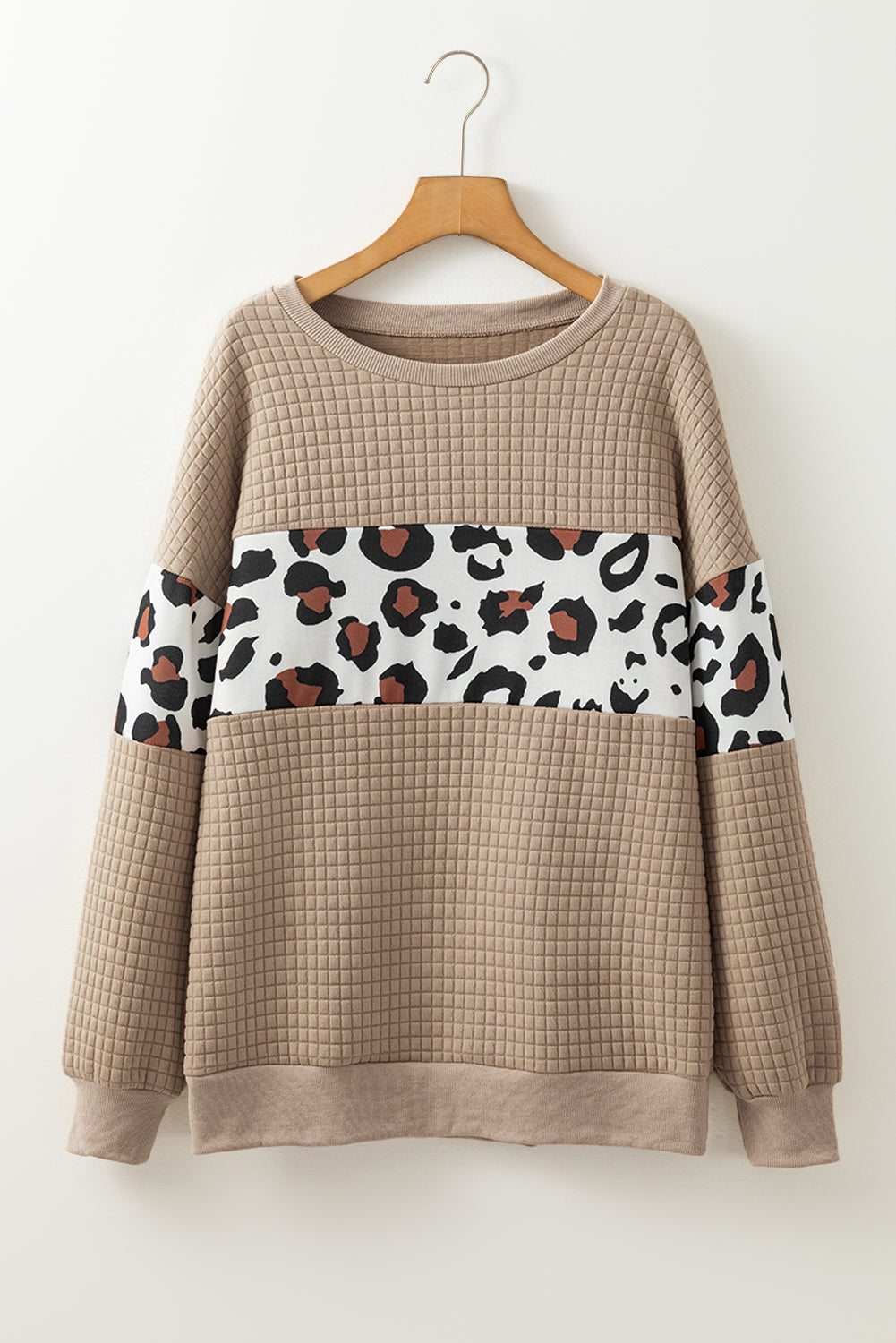 Parchment Leopard Quilted Patchwork Pullover Women's Sweatshirt