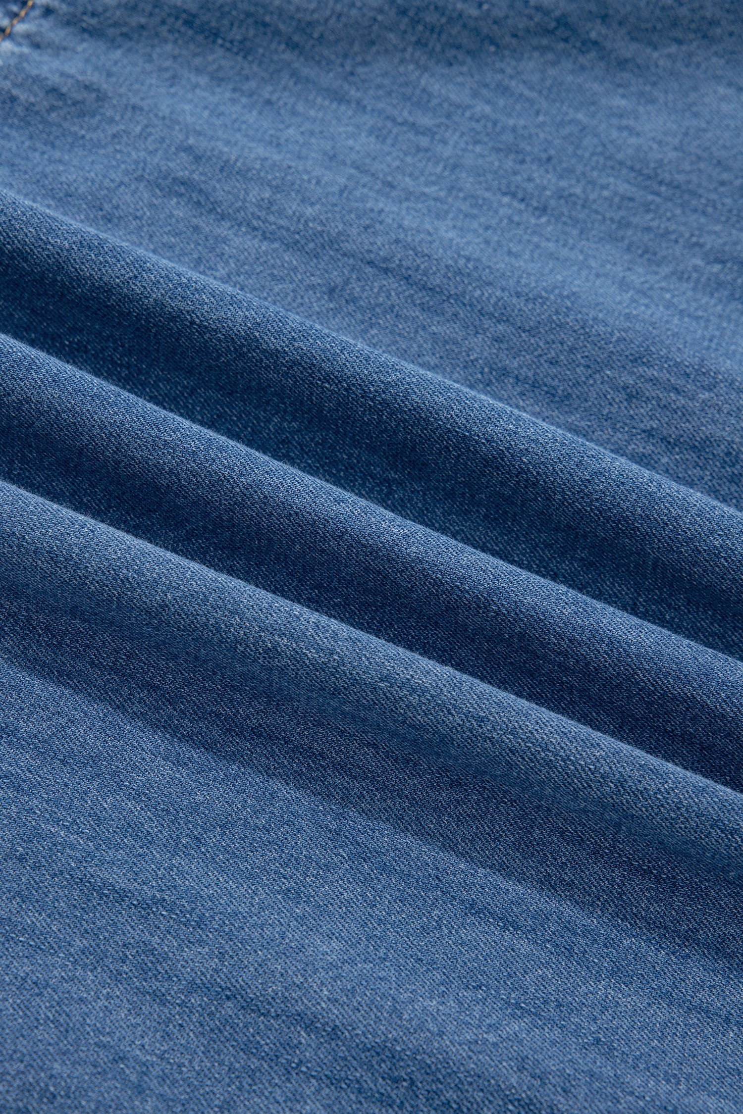 Prussian Blue Button Square Neck Short Puff Sleeve Denim Mini Dress