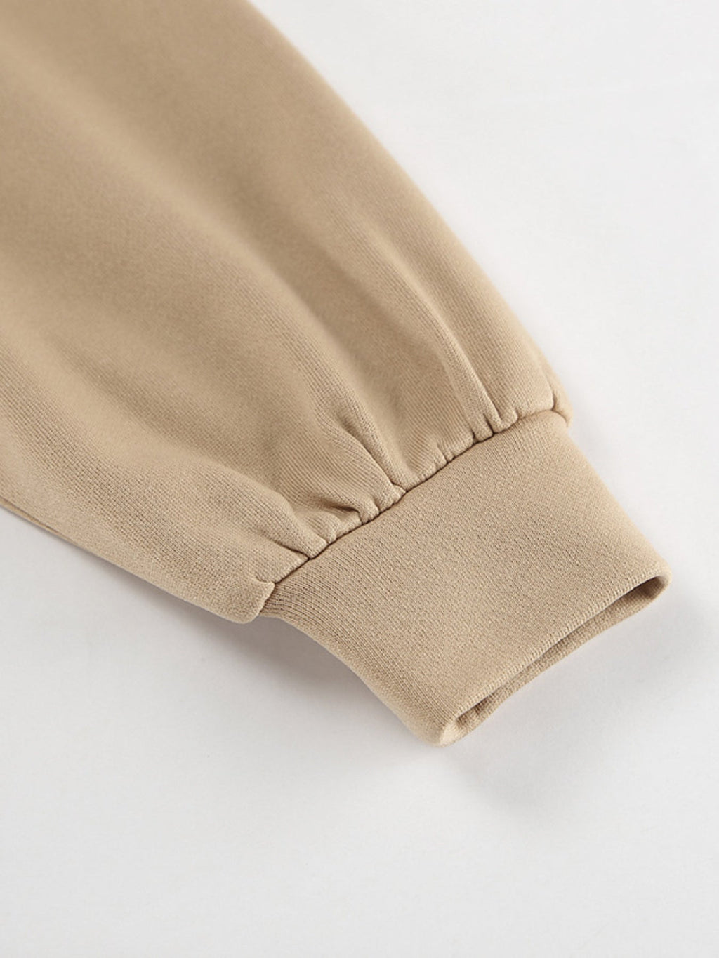 Women's Quarter Zip Long Sleeve Top & Wide Leg Pants Set Beige
