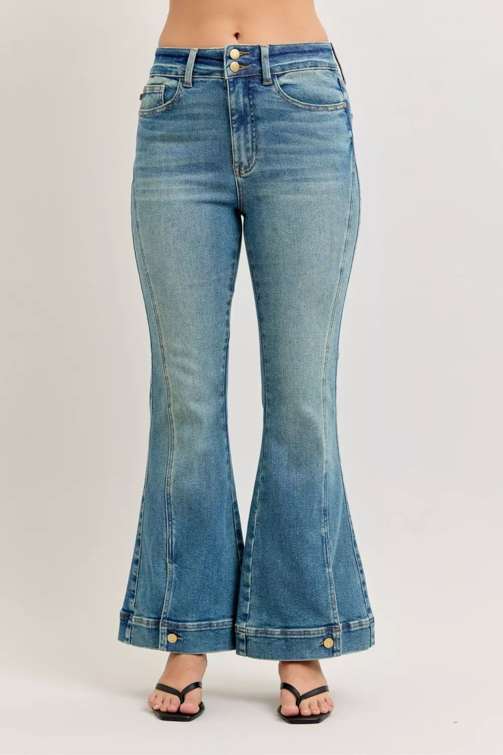 Women's High Waist Flare Jeans Vintage Wash