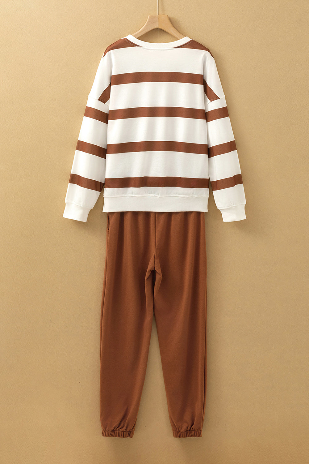 Light French Beige Striped Two-Piece Set