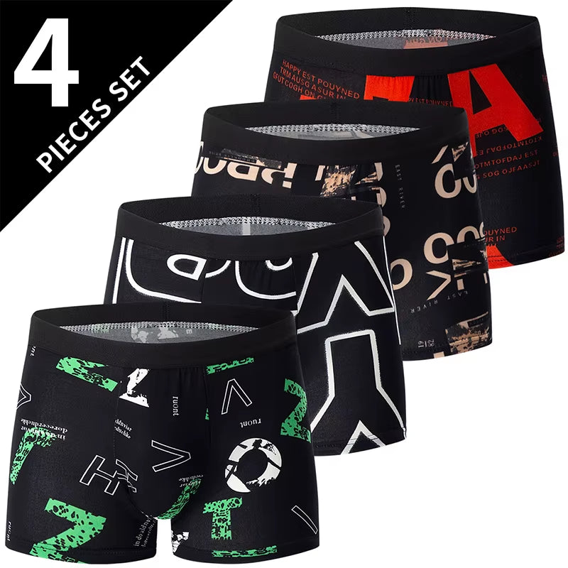 4/10 Piece Set of Men'S Casual and Fashionable Underwear Comfortable Boxer Shorts Youth plus Size Sports Cycling Elastic Shorts