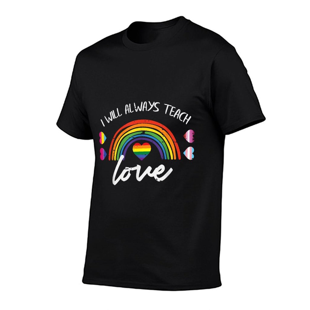 Gay Pride Month Always Teach Love LGBTQ Ally Rainbow Teacher  Heathered Texture T-Shirt