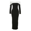 Off-shoulder Long Sleeve High Waist Slim Fit Dress Women