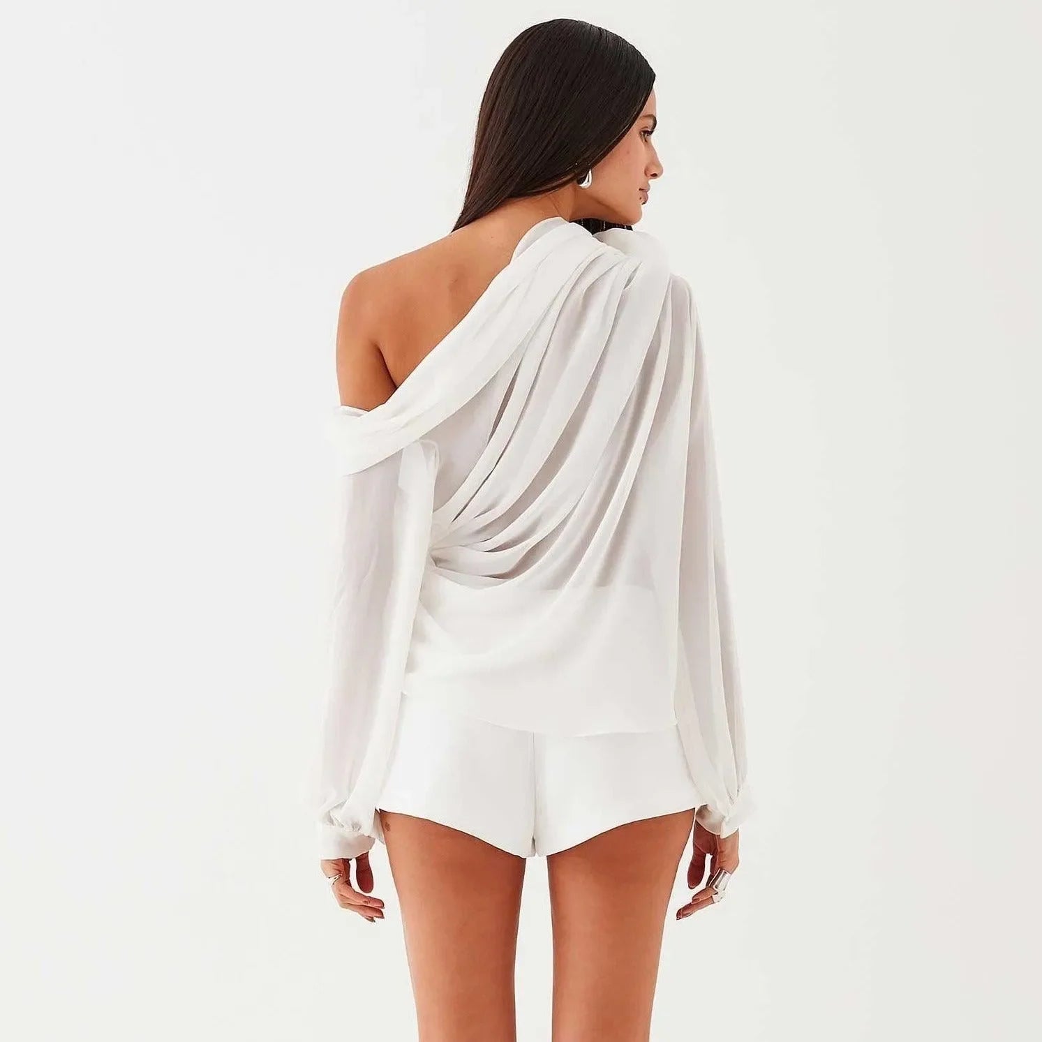 Fab-u-la’s White Asymmetrical Draped Blouse