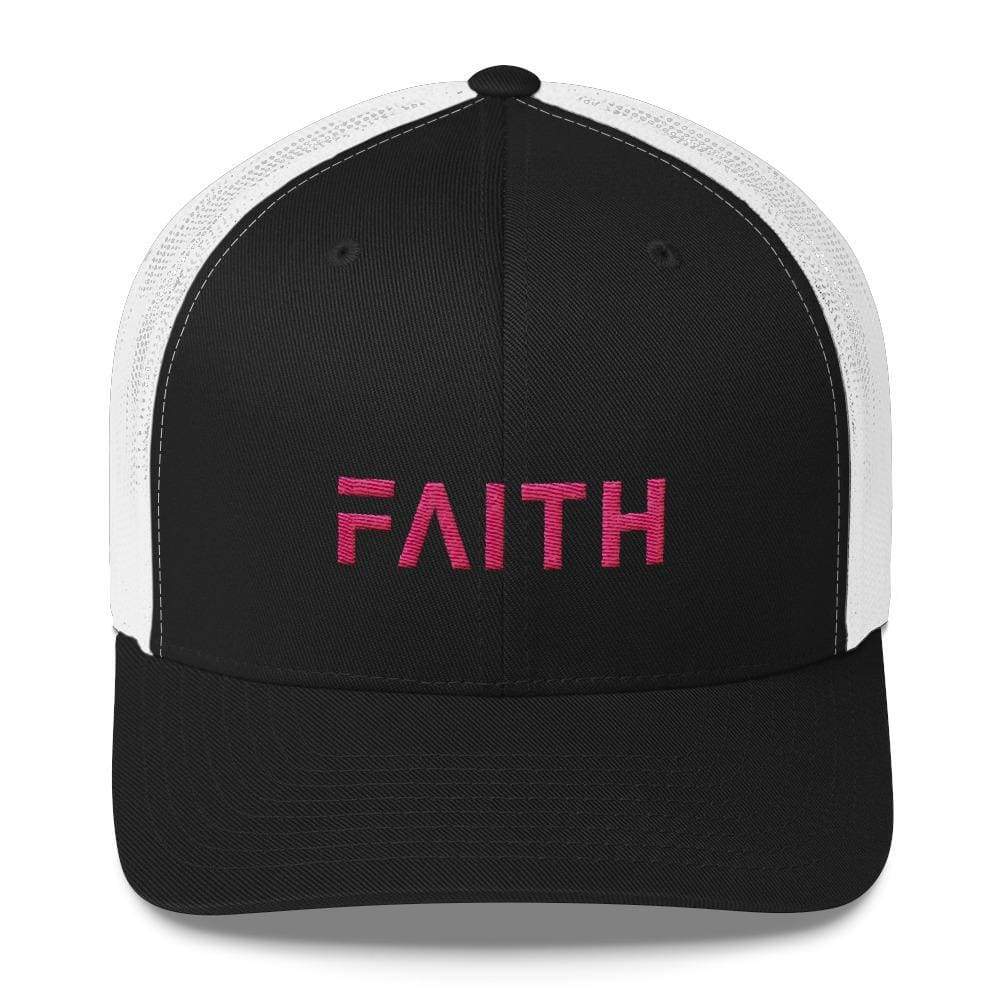 FAITH Christian Snapback Trucker Hat Embroidered in Pink Thread