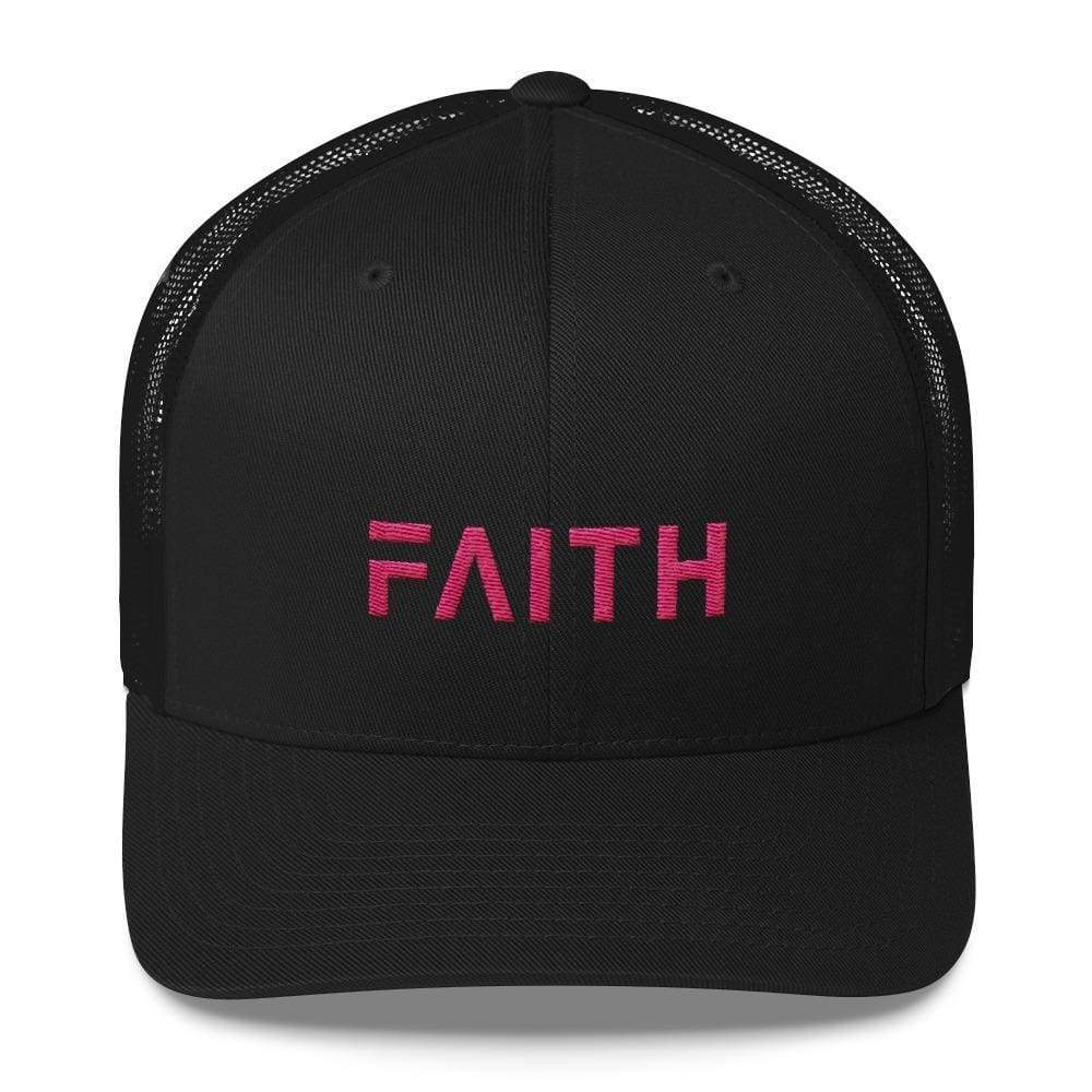 FAITH Christian Snapback Trucker Hat Embroidered in Pink Thread