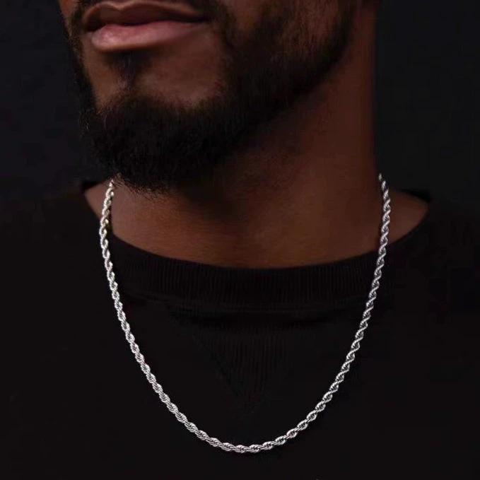 Stainless Steel Twist Chain Necklace For Men