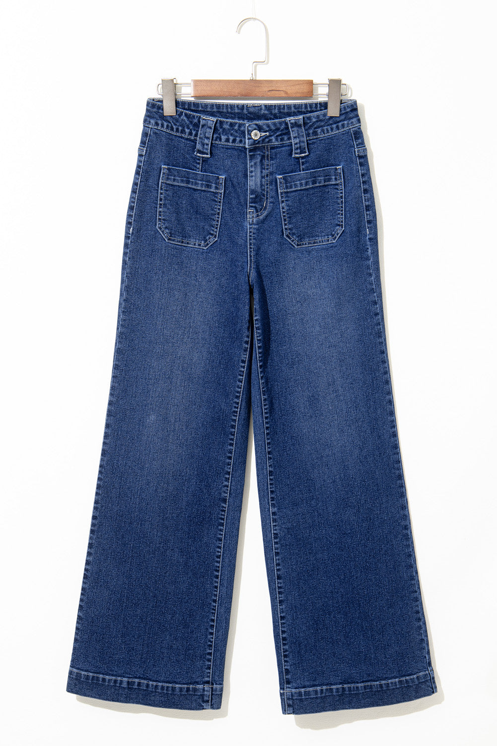 Sail Blue High Waist Wide Leg Jeans with Pockets