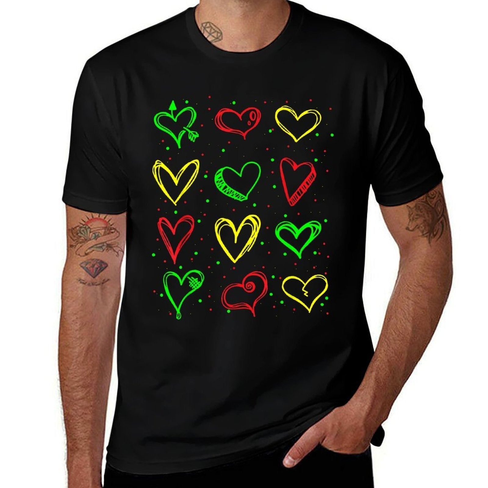 Heart Pattern Juneteenth Black History African American  Heathered Texture T-Shirt