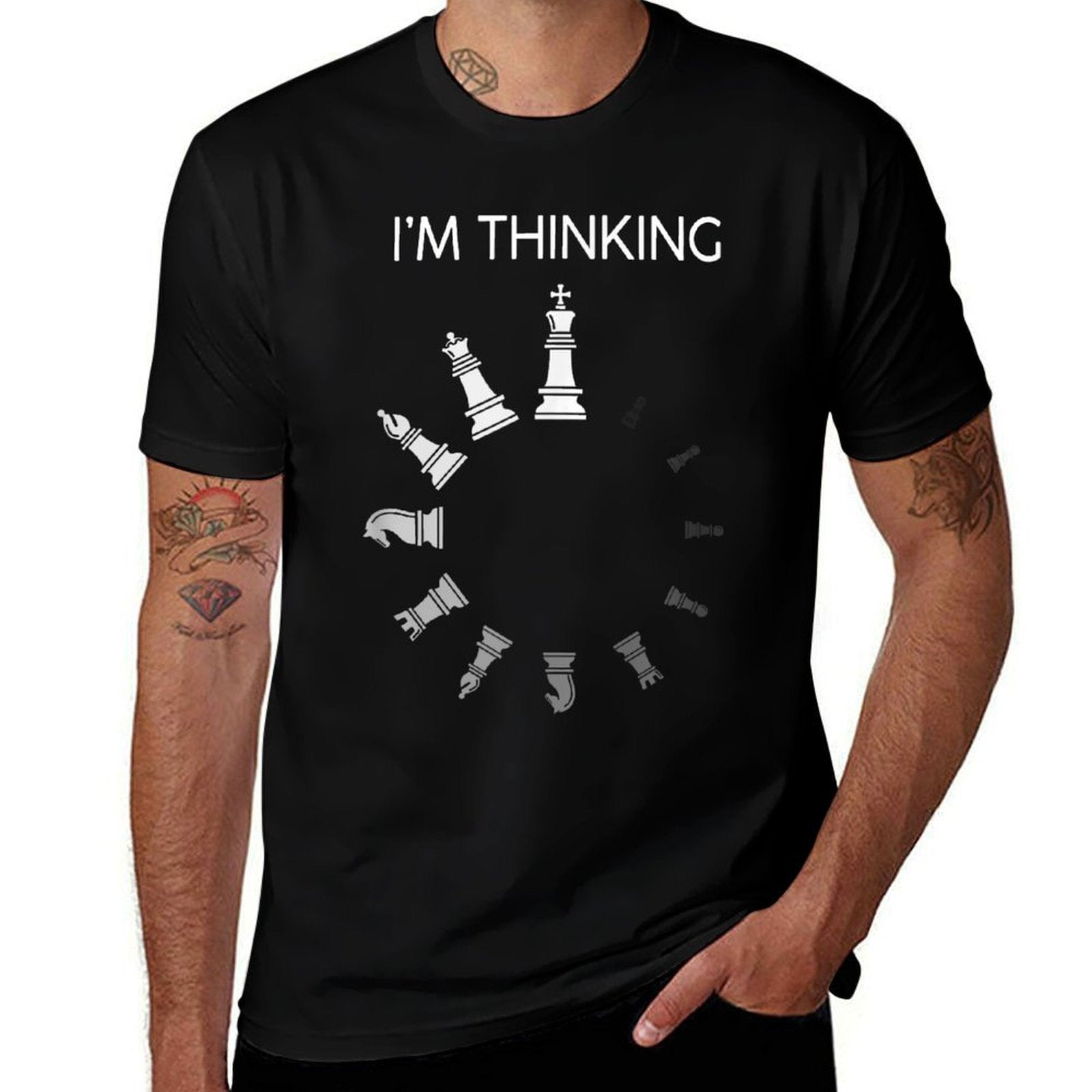I Am Thinking Chess Pieces Im Thinking Chess Player Lover  Tagless Design T-Shirt