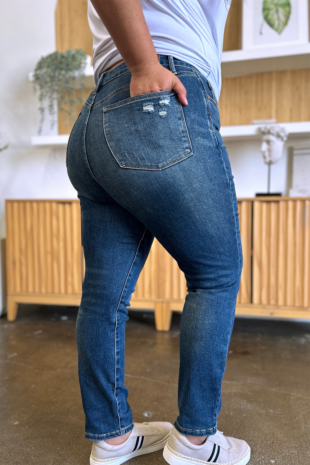 Judy Blue Tummy Control High Waist Slim Jeans For Women Full Size Midsection Smoothing Figure Flattering