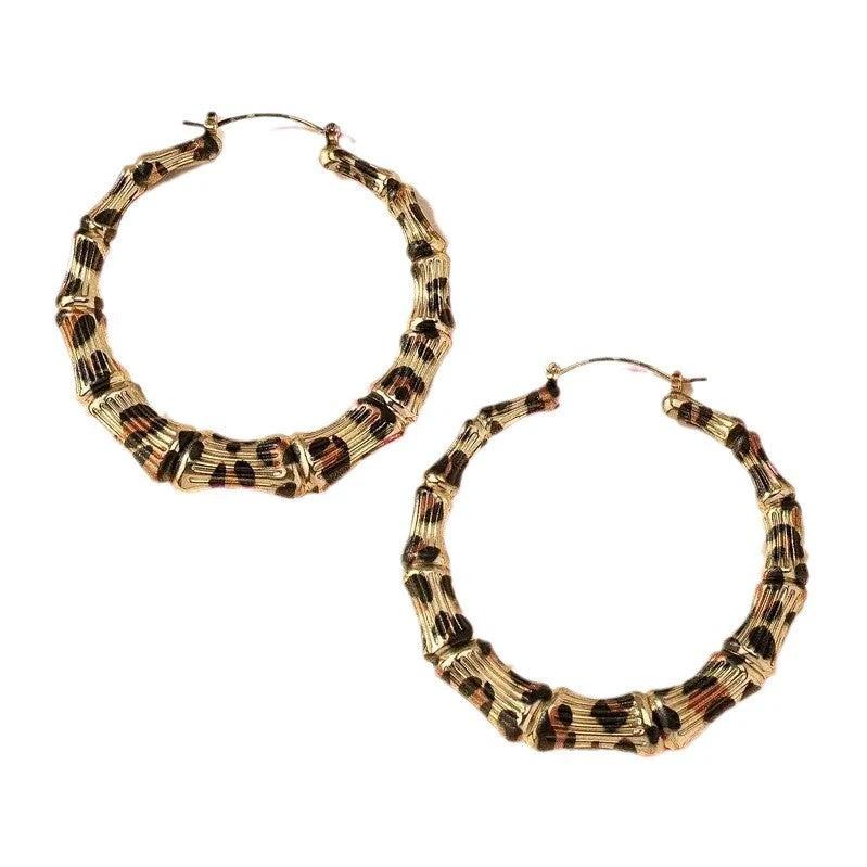 New Fashion Leopard Print Round Hoop Earrings For Women Jewelry Punk Metal Zebra Cow Big Circle Earring Female Party Gifts