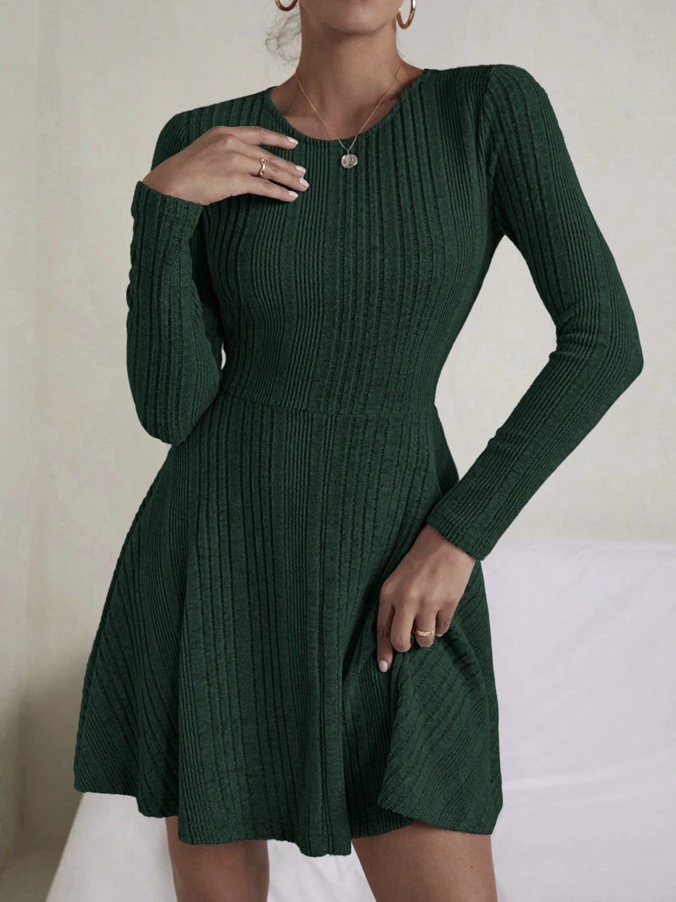 Women's Elegant Rib Knitted Skirt Solid Color