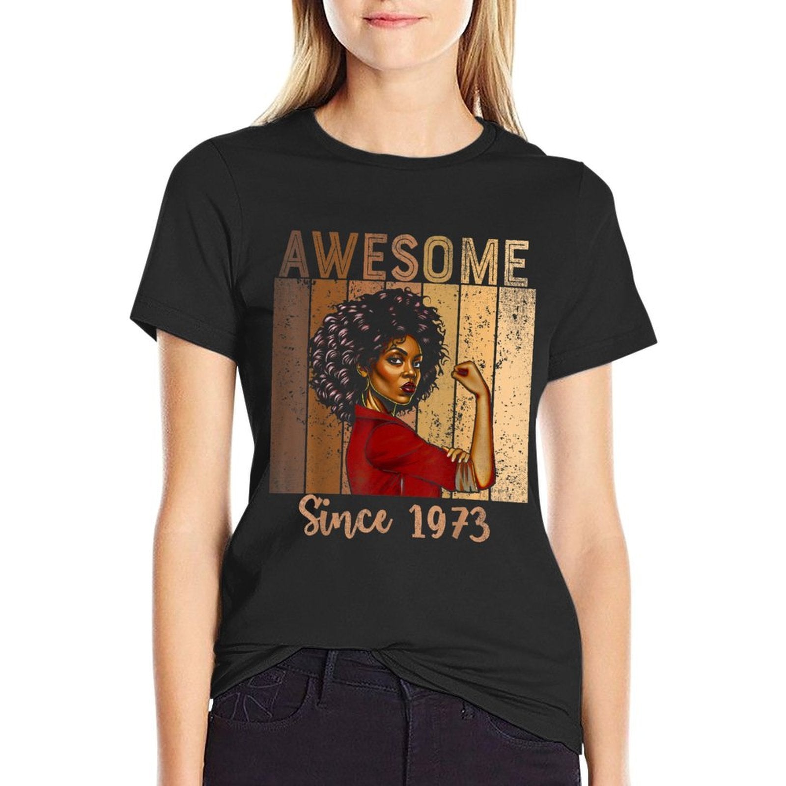 Black Strong Women Melanin African American 50th Birthday  Rolled Sleeves T-Shirt