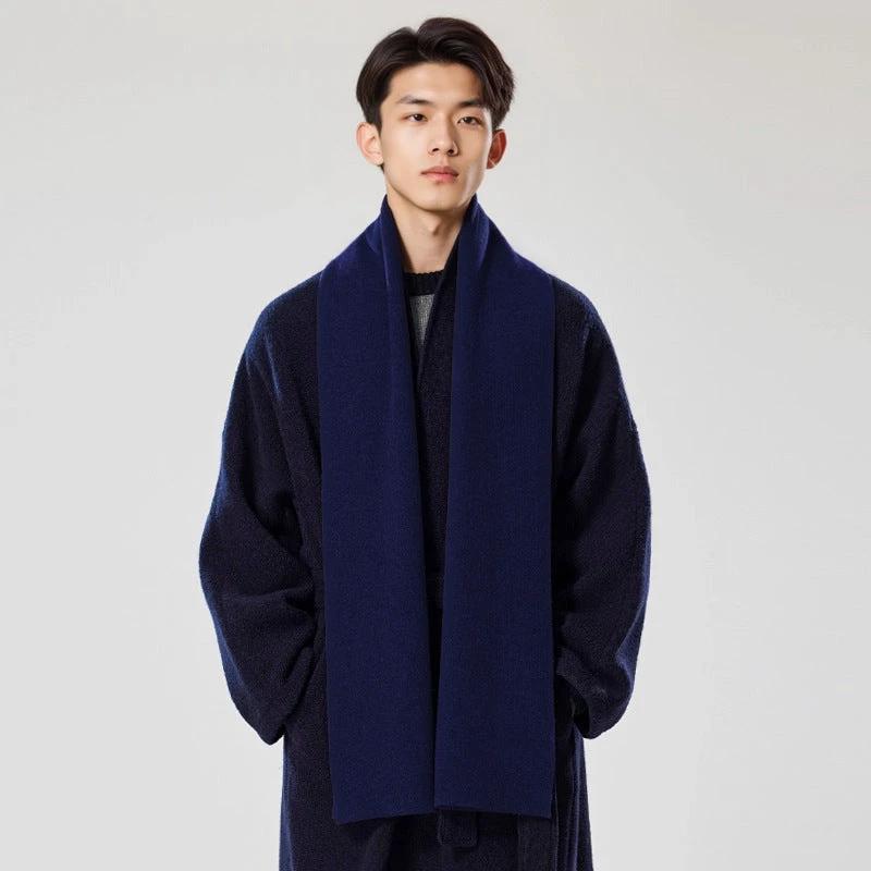 Solid-color Versatile Knitted Wool Scarf For Men